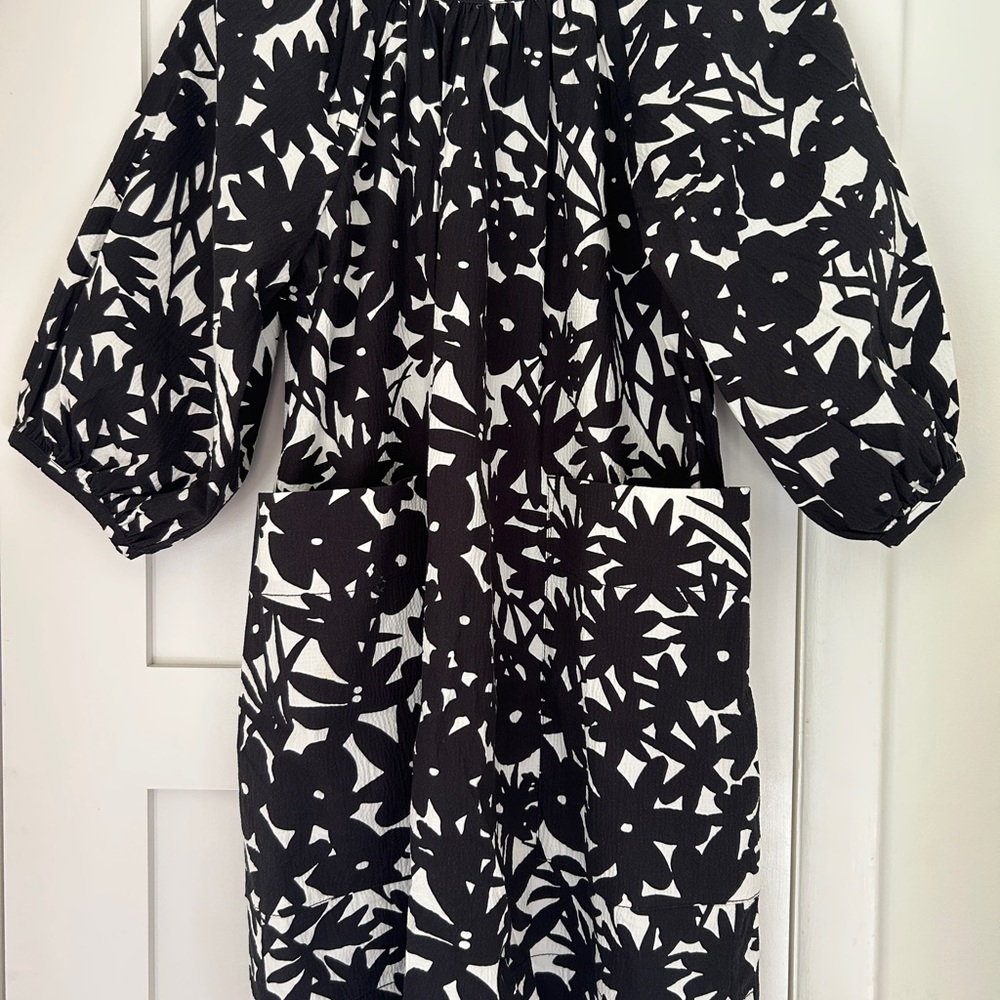 Everlane Black and White Floral Midi Dress